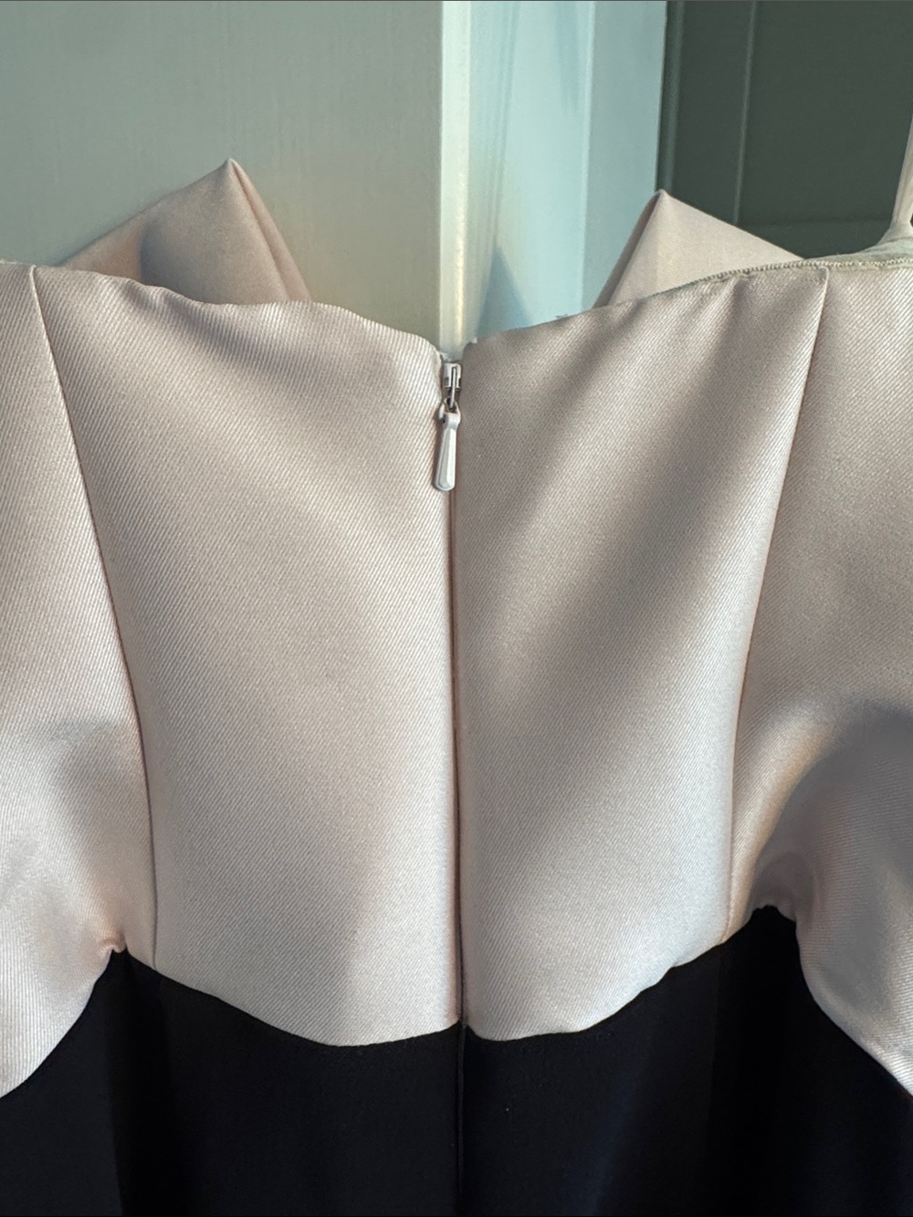 Badgley Mischka Blush & Black Bow Combo Dress - Picture 13 of 14